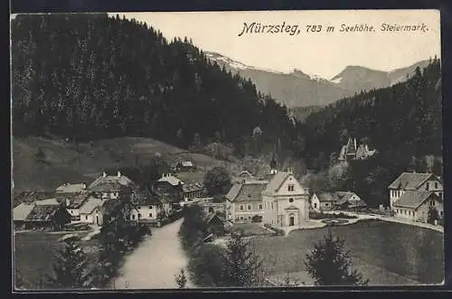 AK Mürzsteg, Teilansicht des Ortes