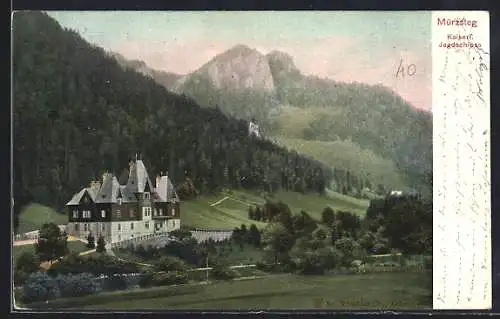 AK Mürzsteg, Kaiserliches Jagdschloss, Wappen