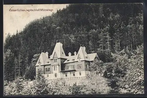 AK Mürzsteg, Kaiserliches Jagdschloss und Waldpartie