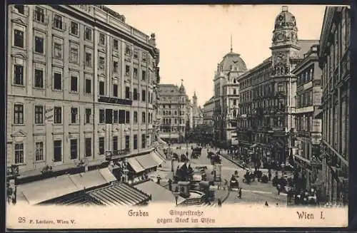 AK Wien, Graben und der Singerstrasse gegen Stock im Eisen