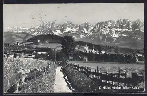 AK Kitzbühel, Gesamtansicht mit Wildem Kaiser