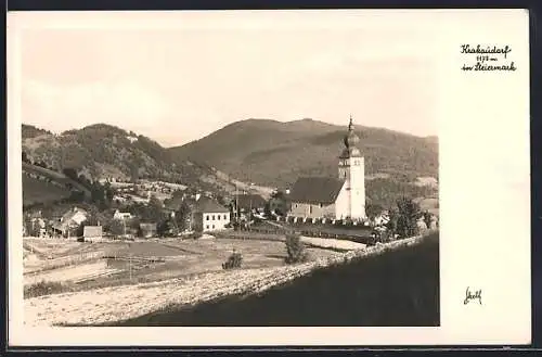 AK Krakaudorf, Ortsansicht mit der Pfarrkirche hl. Oswald