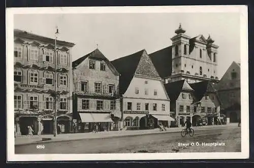 AK Steyr /O. Ö., Hauptplatz mit Hotel Steyrerhof