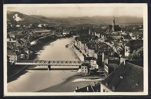AK Steyr a. d. Enns, Teilansicht mit Kirche vom Tabor aus