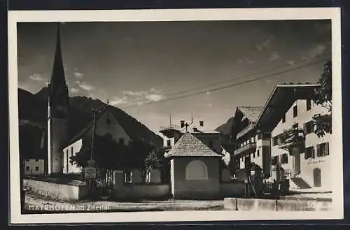 AK Mayrhofen, Ortsansicht mit Kirche