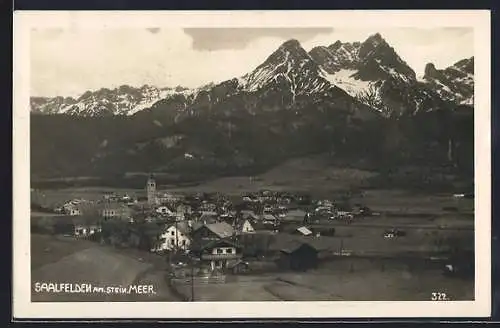 AK Saalfelden am Stein. Meer, Teilansicht mit Bergen