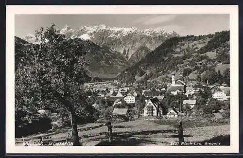 AK Schruns /Montafon, Teilansicht mit Bäumen