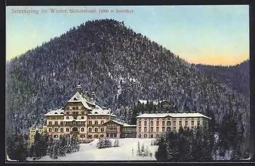 AK Semmering, Südbahnhotel im Winter