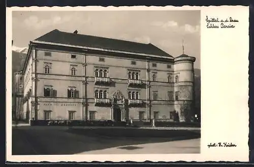AK Spittal a. d. Drau, Schloss Porcia mit Bank für Kärnten