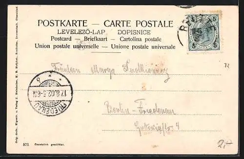 AK Reutte, Totalansicht mit den Lechthaler Alpen, Um 1900