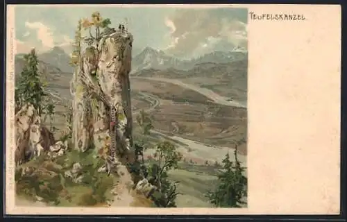 Künstler-AK Edward Theodore Compton: Blick auf Teufelskanzel und Gebirge