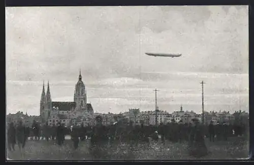 AK München, Zeppelins grosse Fernfahrt am 1. April 1909