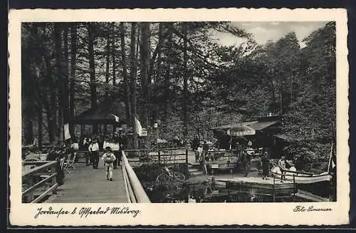 AK Misdroy, Partie am Jordansee mit Gaststätten-Terrasse