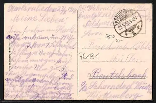 AK Karlsruhe i. B., Partie am Grossherzogl. Hoftheater