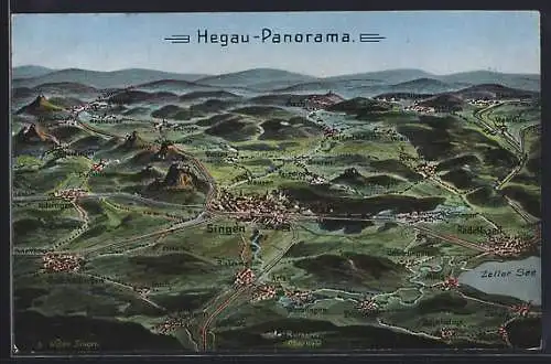 AK Singen /Hegau, Panorama der Umgebung