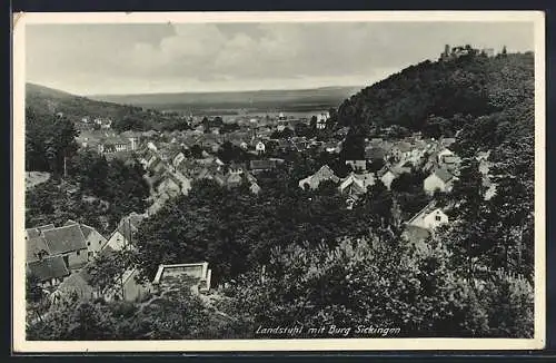 AK Landstuhl, Teilansicht mit Burg Sickingen