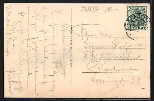 AK Rastatt, Kaiserstrasse mit katholischer Kirche