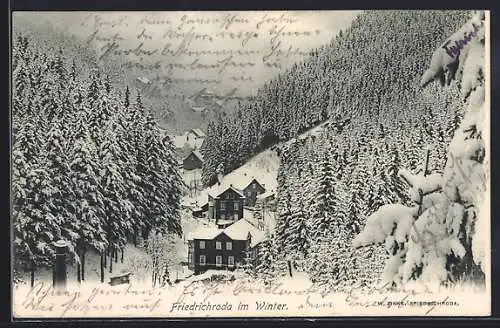 AK Friedrichroda, Ortsansicht im Winter