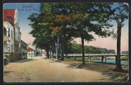 Künstler-AK Rastatt, Promenade an der Mürg