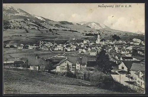 AK Nesselwang, Ortsansicht aus der Vogelschau