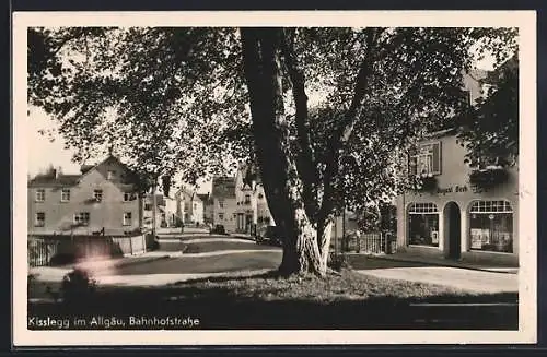 AK Kisslegg im Allgäu, Restaurant Klarmann und Geschäft von August Beck in der Bahnhofstrasse