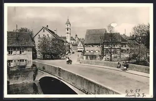 AK Wangen im Allgäu, Unterstadt mit Isnyer Brücke und Argen