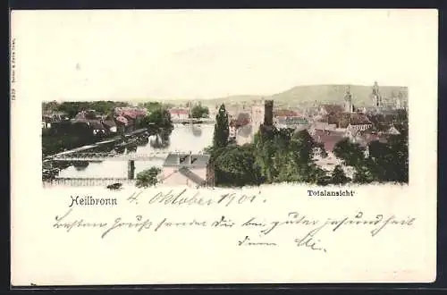 AK Heilbronn, Teilansicht aus der Vogelschau
