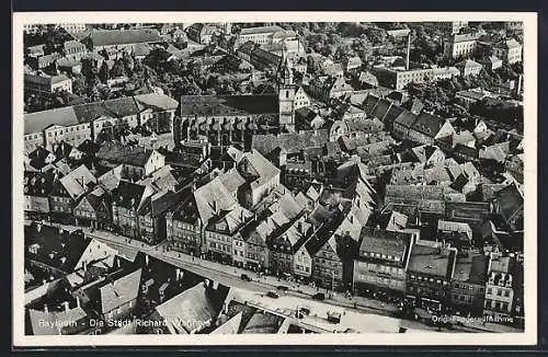 AK Bayreuth, Fliegeraufnahme mit Kirche