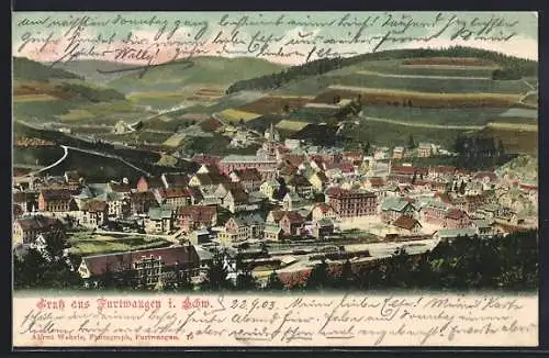 AK Furtwangen i. Schw., Ortsansicht aus der Vogelschau