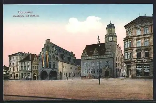 AK Dortmund, Marktplatz mit Rathaus