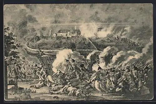 Künstler-AK Oberelchingen, Soldaten in der Schlacht von 1805