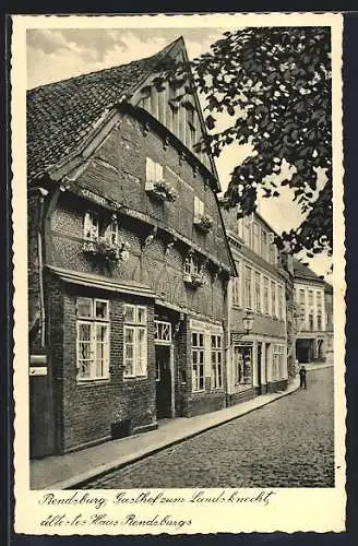 AK Rendsburg, Gasthof zum Landsknecht, Ältestes Haus Rendsburgs