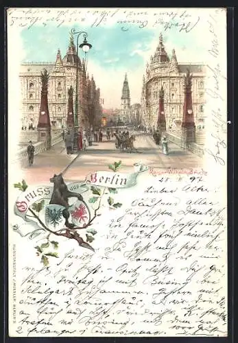 Lithographie Berlin, Blick in die Kaiser-Wilhelm-Strasse