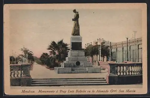 AK Mendoza, San Martin, Monumento a Fray Luis Beltran en la Alameda Gral