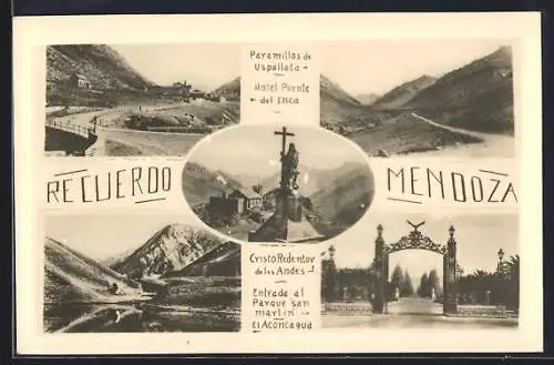 AK Mendoza, Paramillos de Uspallata, Hotel Puente del Inca, Entrada al parque San Martin
