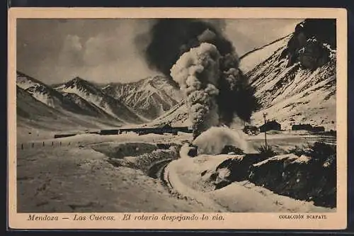 AK Las Cuevas /Mendoza, El rotario despejando la via