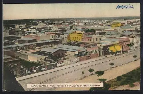 AK Bahia Blanca, Vista Parcial de la Ciudad y Plaza Rivadavia
