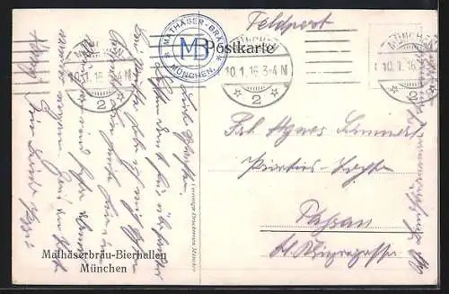 Künstler-AK München, Mathäserbräu