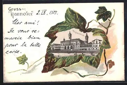 Passepartout-Lithographie Hannover, Polytechnikum im Weinblatt