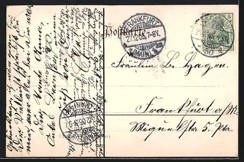 Lithographie Berlin, Kgl. Polizei-Präsidium Alexanderplatz, Rathaus, Apfelernte mit Zwerg