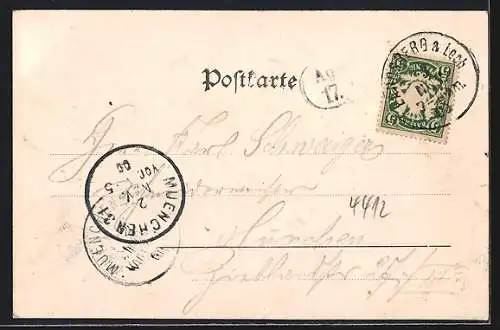 AK Landsberg a. Lech, Totalansicht, Brauerei zum Kristeiner, Mutterturm, Bayertor, Rathaus