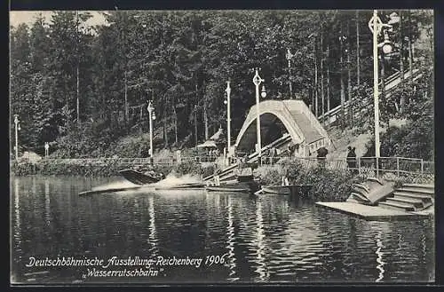 AK Reichenberg-Liberec, an der Wasserrutschbahn