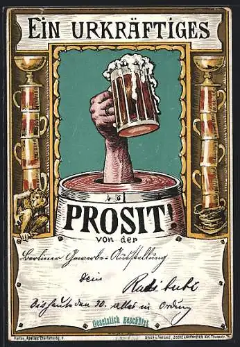 Künstler-AK Berlin, Berliner Gewerbe-Ausstellung, Ein urkräftiges Prosit!