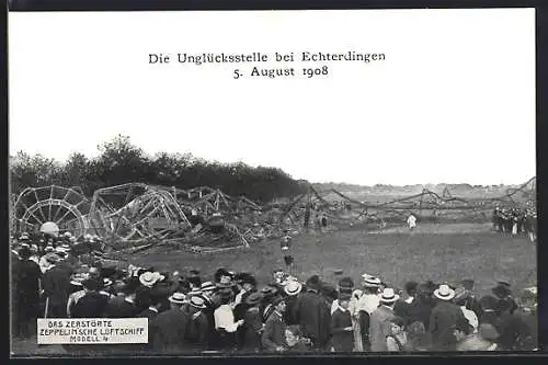 AK Echterdingen, Zeppelin bei seinem Unfall am 5. August 1908