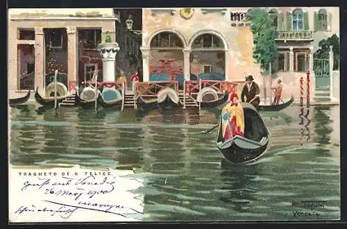 Lithographie San Felice del Benaco, Gondelfahrt