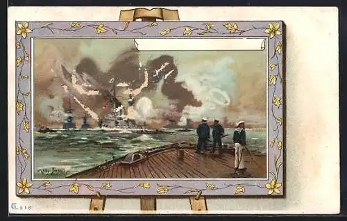 Künstler-AK Willy Stoewer: Deutsche Kriegsschiffe auf See