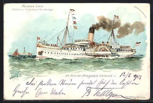 Künstler-AK Hans Bohrdt: Nordsee Linie Hamburg-Helgoland-Norderney, Am Bord der Prinzessin Heinrich