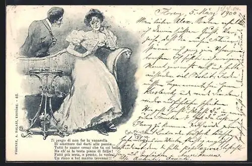 Künstler-AK Carlo Chiostri: Elegante Dame mit Fächer