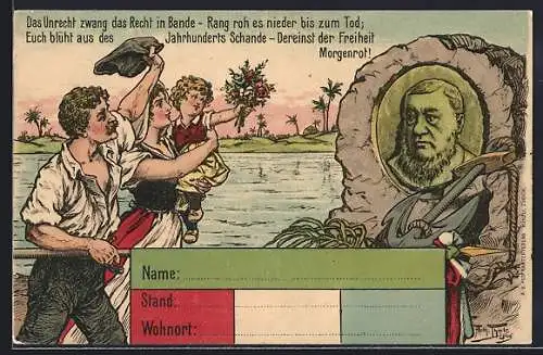 Künstler-AK Arthur Thiele: Porträtbild von Präsident Krüger, Burenkrieg