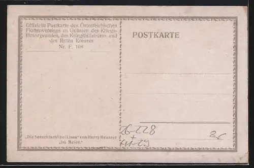 Künstler-AK Harry Heusser: Österreichisches Kriegsschiff in der Seeschlacht bei Lissa